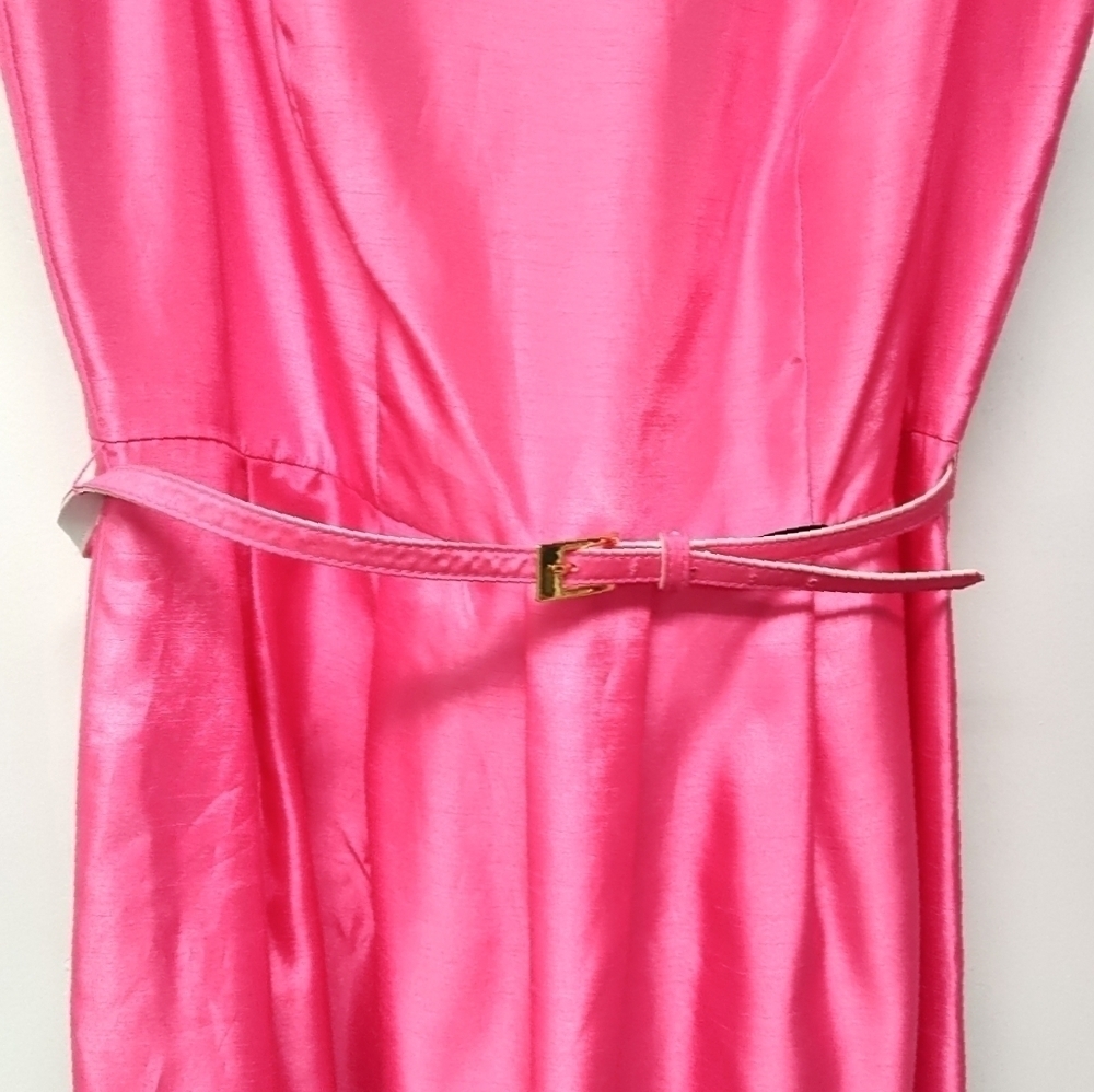 Color Block  Belted Waist dress - fuchsia/black/white Size: 14W - Picture 3 of 6